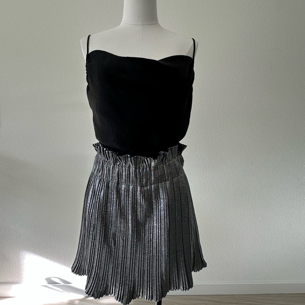 ZARA Metallic micro Pleated Skirt